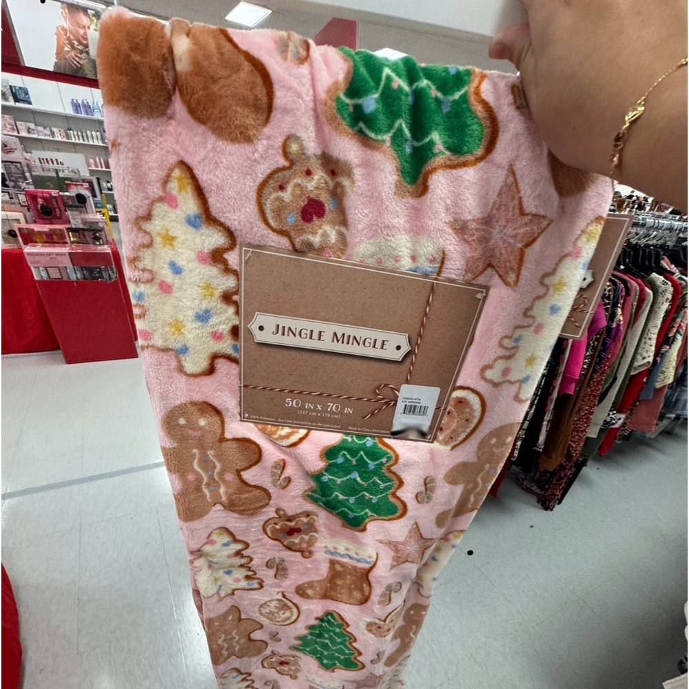 Jingle Mingle pink Christmas blanket
50in x 70in